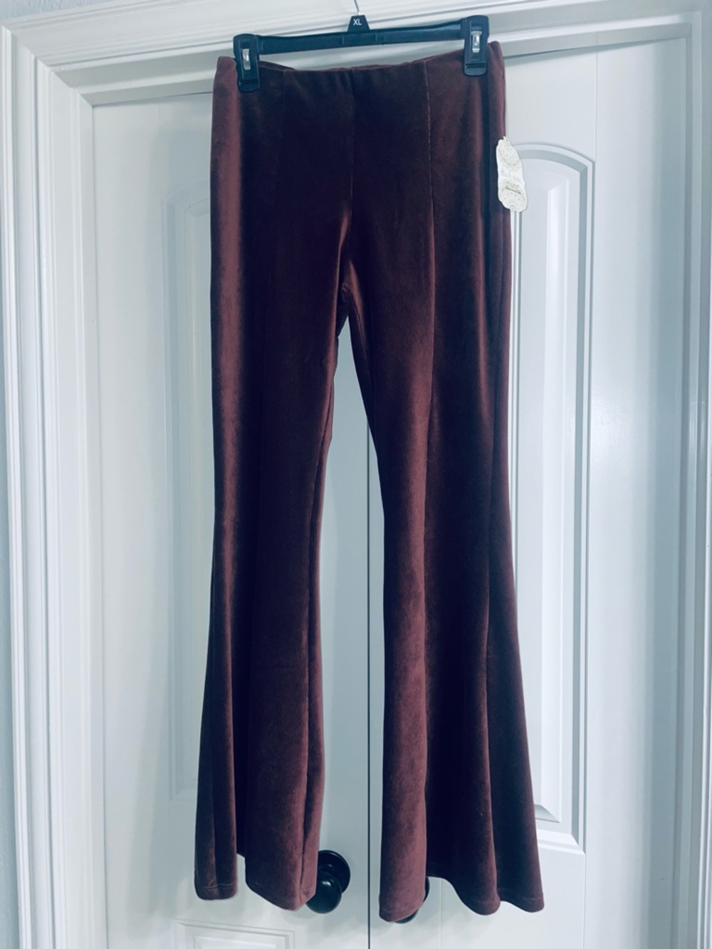 Altar'd State Chocolate Brown Velvet Flare Pants - Picture 2 of 6
